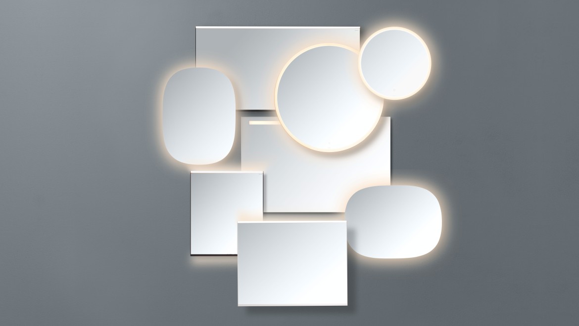 Daugiau dizaino įvairovės suteikiantis Option veidrodis su apšvietimu (© Geberit)
