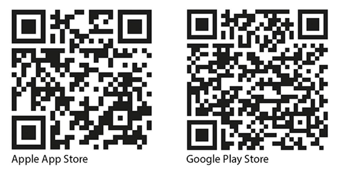 QR kodas iOS Geberit Home programėlei ir Android Geberit Home programėlei